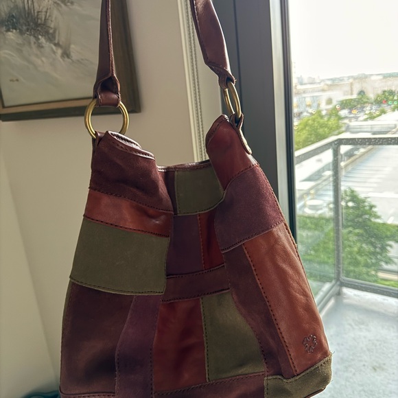 Vintage Lucky Brand Patchwork Shoulder Bag - Brown and Green - Picture 3 of 8